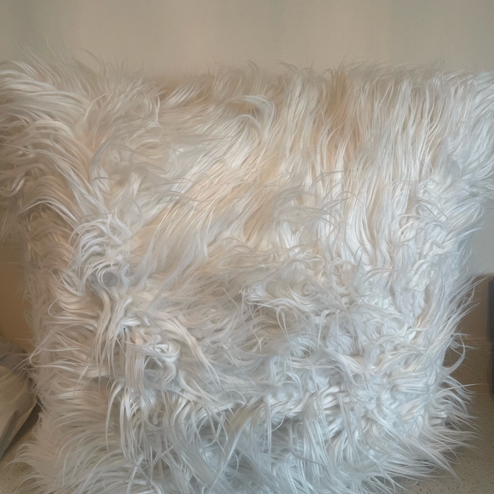 Fluffy White Faux Fur Pillow